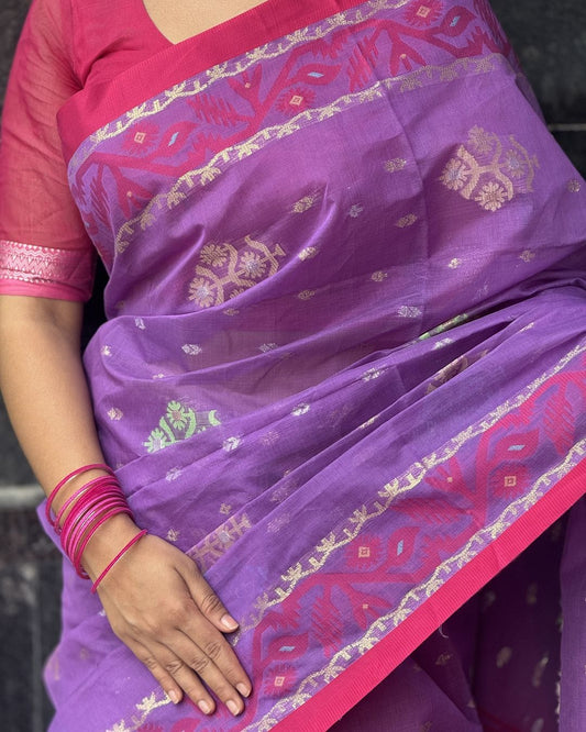 টাঙ্গাইলের টেনসিল সুতি জামদানি শাড়ি - JM3