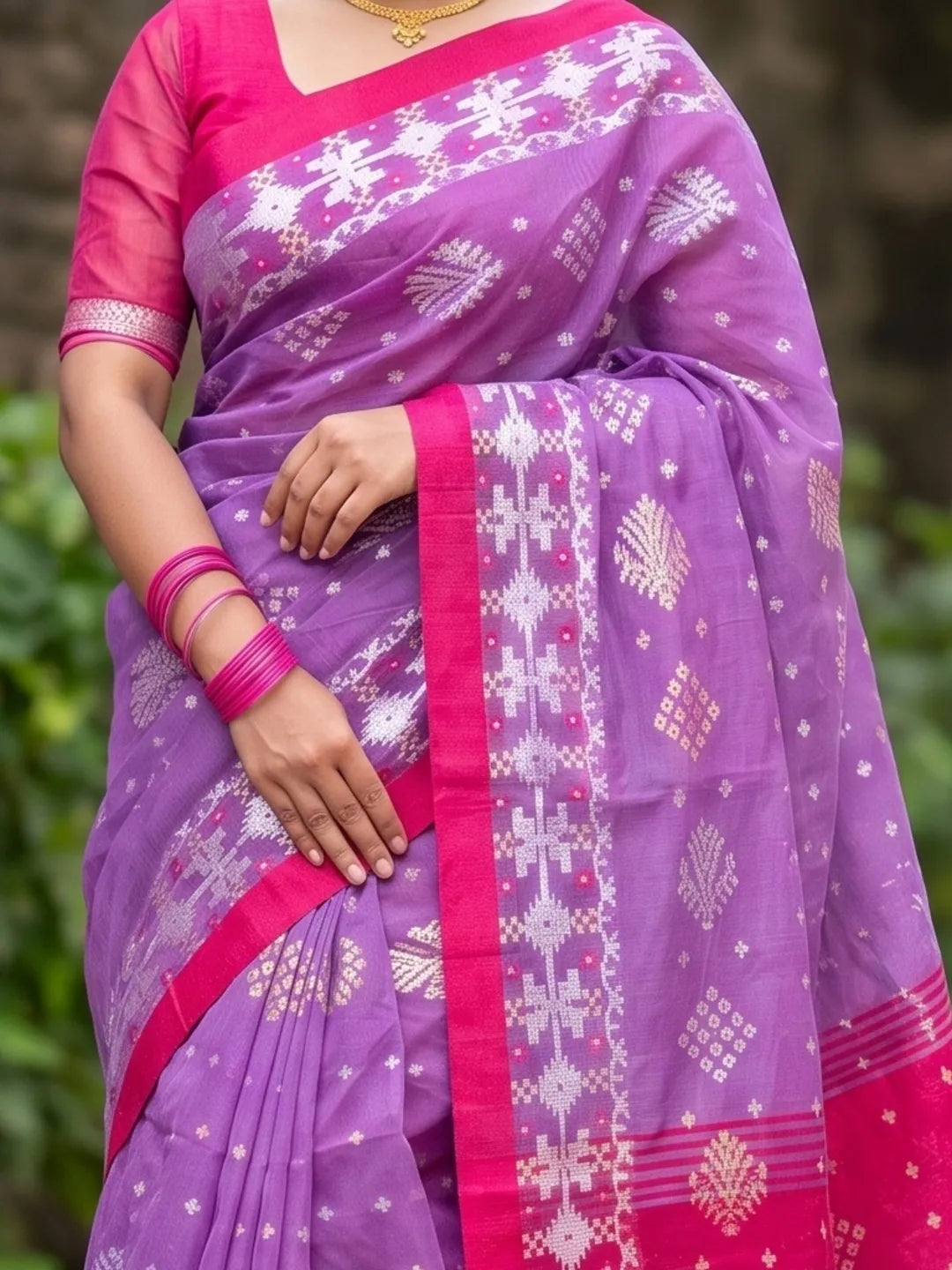 টাঙ্গাইলের টেনসিল সুতি জামদানি শাড়ি - JM3