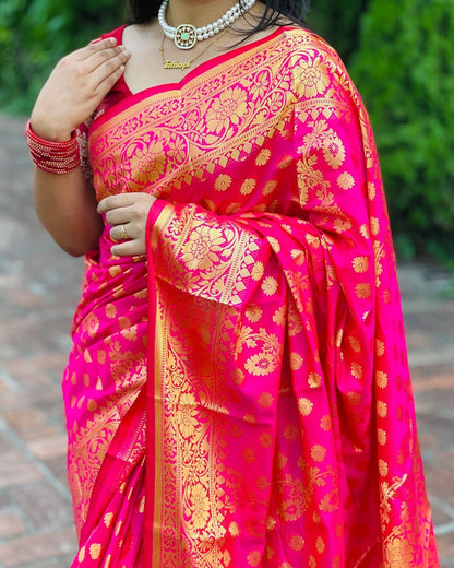 ব্লাউজ পিস সহ সফট লতা কাতান শাড়ি - LT2