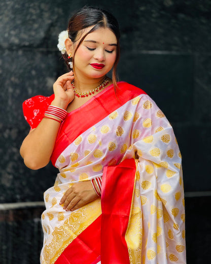ব্লাউজ পিস সহ সফট কাতান শাড়ি - KT12