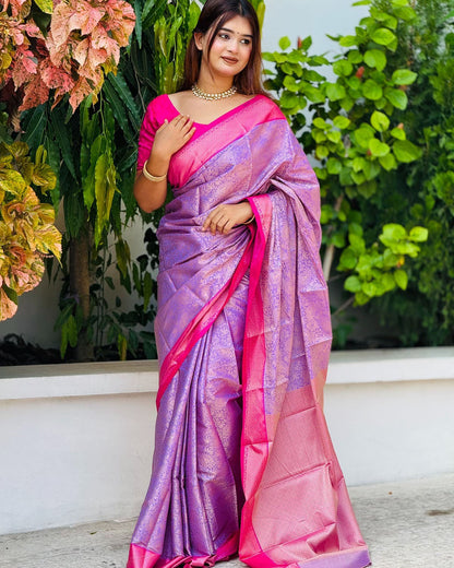 ব্লাউজ পিস সহ সফট কাতান শাড়ি - KT2
