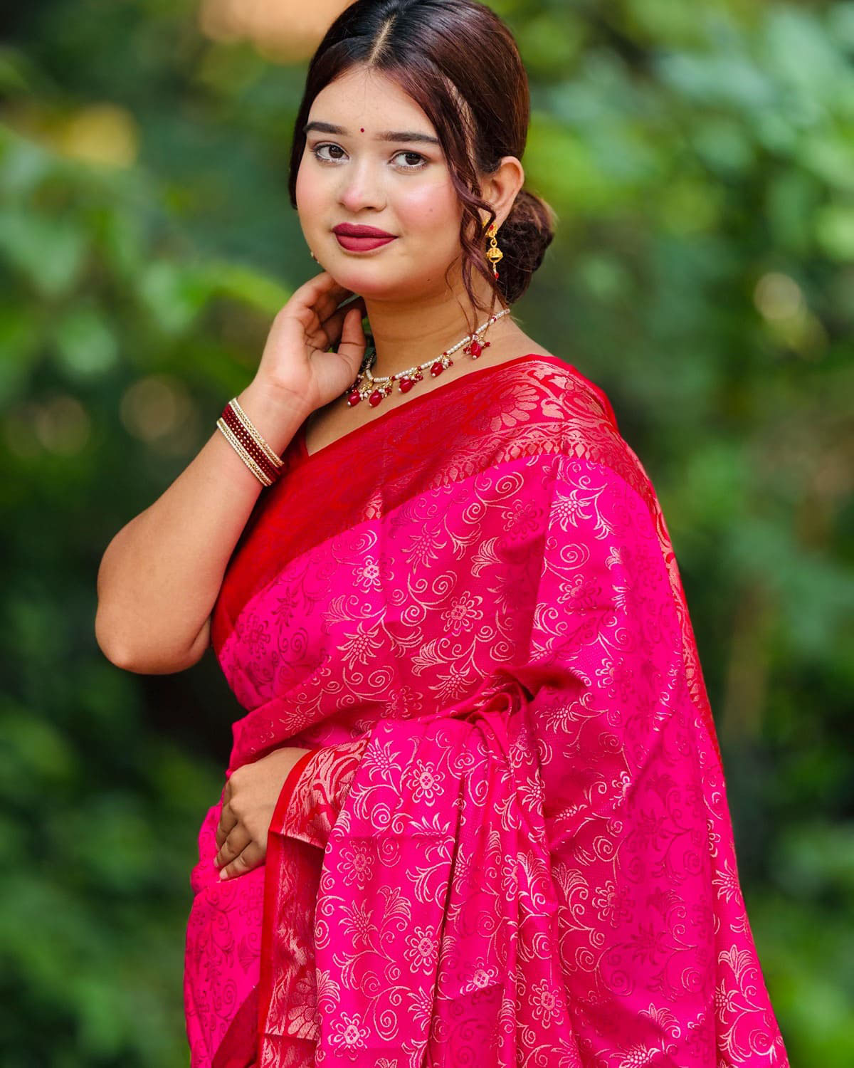ব্লাউজ পিস সহ সফট কাতান শাড়ি - KT9