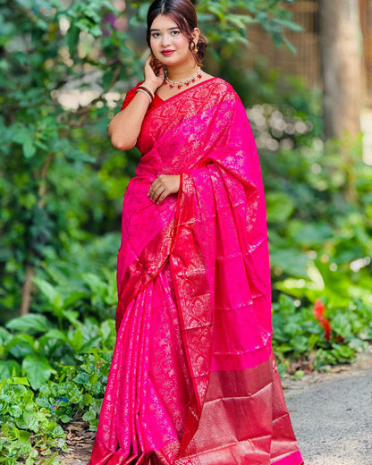 ব্লাউজ পিস সহ সফট কাতান শাড়ি - KT9