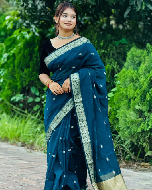আলাদা ব্লাউজ সহ সুতির শাড়ি - ST3