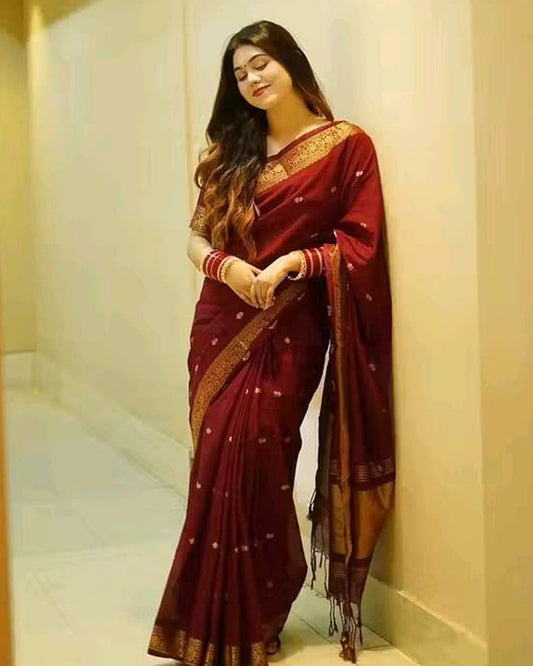 আলাদা ব্লাউজ সহ সুতির শাড়ি - ST2