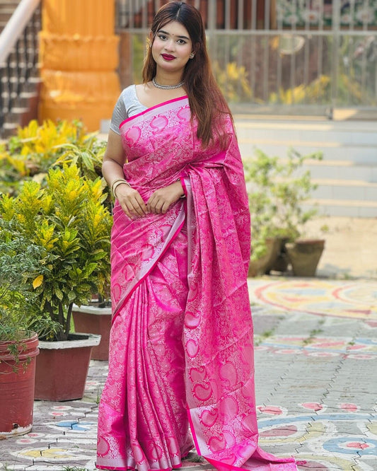 ব্লাউজ পিস সহ সফট কাতান শাড়ি - KT8